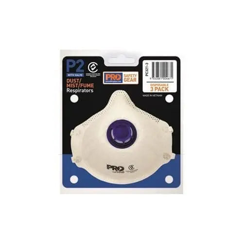 Pro Choice Respirator P2, With Valve - 3 Piece Blister Pack - PC321-3 Metro Workwear.